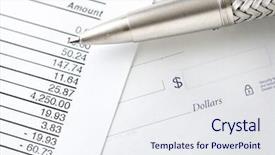  Presentation with writing pen - Presentation theme enhanced with writing checks - pen on blank check background and a  colored foreground