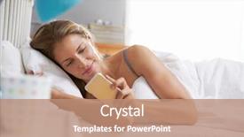  Presentation with bed - Colorful presentation enhanced with writing checks - woman lying in bed reaching backdrop and a coral colored foreground