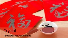  Presentation with chinese calligraphy - Theme having writing chinese calligraphy for chinese background and a red colored foreground
