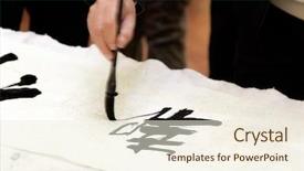  Presentation with calligraphy - Slide deck consisting of writing chinese calligraphy background and a cream colored foreground