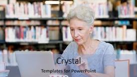  Presentation with lady - Beautiful theme featuring writing computer - elderly lady working with laptop backdrop and a light blue colored foreground