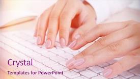  Presentation with keyboard - Beautiful slides featuring writing computer - female hands typing on keyboard backdrop and a lemonade colored foreground