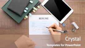  Presentation with resume - Cool new theme with writing curriculum - woman filling in resume form backdrop and a coral colored foreground