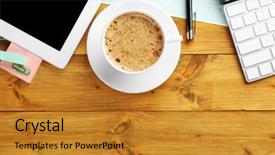  Presentation with coffee cup diary - Slides having writing curriculum - workplace with cup of coffee background and a gold colored foreground