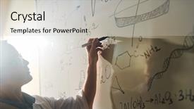  Presentation with writing - Colorful PPT theme enhanced with female teacher writing down chemical backdrop and a light gray colored foreground