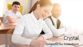  Presentation with homework - PPT theme enhanced with writing down homework in copybook background and a lemonade colored foreground