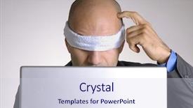  Presentation with blindfolded - Cool new presentation theme with writing email - confused blindfolded bald head man backdrop and a sky blue colored foreground