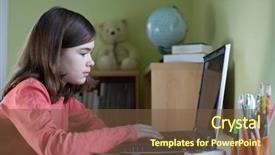  Presentation with homework - Presentation theme featuring writing email - girl doing homework background and a tawny brown colored foreground