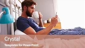  Presentation with breakfast - Beautiful slide deck featuring writing email - man eating breakfast in bed backdrop and a coral colored foreground