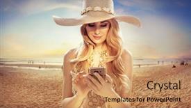  Presentation with sunny doll - Theme with writing free - attractive blonde texing on sunny background and a coral colored foreground