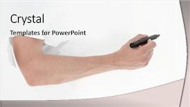  Presentation with broken wall - Slides with writing free - close up a man writes background and a white colored foreground