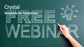  Presentation with free hardship - PPT layouts enhanced with writing free webinar on blackboard background and a ocean colored foreground
