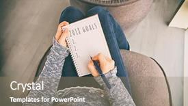  Presentation with work goals - Cool new PPT theme with writing goals for 2018 year backdrop and a coral colored foreground