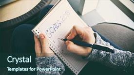  Presentation with goals - Colorful slide set enhanced with writing goals for 2018 year backdrop and a tawny brown colored foreground