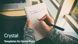  Presentation with goals - Presentation theme consisting of writing goals for 2018 year background and a tawny brown colored foreground