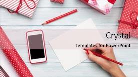  Presentation with greeting card - Theme having writing greeting card and wrapping background and a lemonade colored foreground