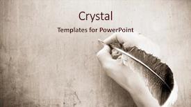  Presentation with feather pen ink - Slide deck featuring writing hand and pen feather background and a lemonade colored foreground