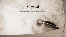  Presentation with feather pen - Presentation theme consisting of writing hand and pen feather background and a lemonade colored foreground