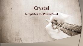  Presentation with feather pen - Presentation theme enhanced with writing hand with pen feather background and a lemonade colored foreground