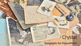  Presentation with family history - Beautiful PPT theme featuring history - vintage family souvenirs backdrop and a lemonade colored foreground