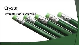  Presentation with white and green - PPT layouts with writing instruments - green pencils closeup isolated background and a  colored foreground