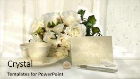  Presentation with writing pen - PPT theme having writing invitation card with pen background and a soft green colored foreground