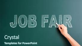  Presentation with fair - PPT theme having writing job fair on blackboard background and a ocean colored foreground