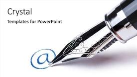  Presentation with writing pen - PPT theme consisting of writing message with black pen background and a white colored foreground