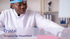  Presentation with black female - Audience pleasing slides consisting of writing mirror - black female doctor working backdrop and a  colored foreground