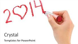  Presentation with lipstick - Theme featuring writing mirror - hand with lipstick drawing 2014 background and a white colored foreground