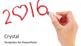  Presentation with lipstick - Presentation design with writing mirror - hand with lipstick drawing 2016 background and a white colored foreground