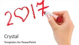  Presentation with lipstick - PPT theme featuring writing mirror - hand with lipstick drawing 2017 background and a white colored foreground