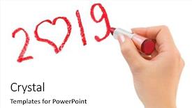  Presentation with 2019 - Amazing presentation design having writing mirror - hand with lipstick drawing 2019 backdrop and a white colored foreground