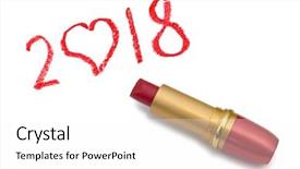  Presentation with 2018 - Theme featuring writing mirror - lipstick and 2018 isolated background and a white colored foreground