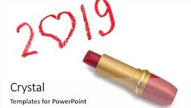  Presentation with 2018 goals text on white - Audience pleasing slides consisting of writing mirror - lipstick and 2019 isolated backdrop and a white colored foreground