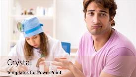  Presentation with female - Slide deck featuring writing mirror - young handsome man visiting young background and a coral colored foreground