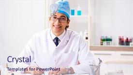  Presentation with young students working in groups - PPT theme having writing mirror - young male doctor otolaryngologist working background and a  colored foreground