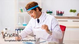  Presentation with young students working in groups - Colorful PPT layouts enhanced with writing mirror - young male doctor otolaryngologist working backdrop and a  colored foreground