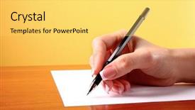  Presentation with blank - PPT theme enhanced with writing on blank paper background and a yellow colored foreground