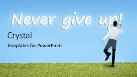  Presentation with writing - Slide deck enhanced with writing on sky never give background and a light blue colored foreground