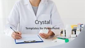  Presentation with prescription drugs - Audience pleasing presentation design consisting of writing prescription or medical report backdrop and a light gray colored foreground
