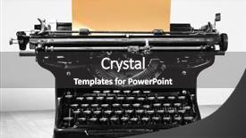  Presentation with writing education female writer - PPT theme with writing reports - antique type writer background and a dark gray colored foreground