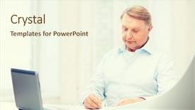  Presentation with home office - Beautiful slide set featuring writing reports - business tax office school backdrop and a cream colored foreground