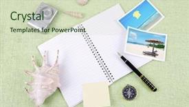  Presentation with clutter - Amazing slides having writing sand - pile of clutter items backdrop and a soft green colored foreground