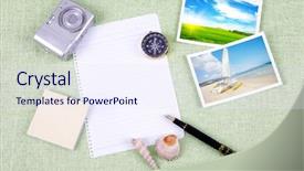  Presentation with clutter - Colorful theme enhanced with writing sand - pile of clutter items backdrop and a sky blue colored foreground