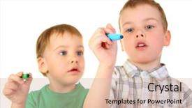  Presentation with math children concepts - Audience pleasing presentation design consisting of writing skills - children with pens put your backdrop and a lemonade colored foreground