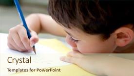 Presentation with homework - Amazing presentation theme having writing skills - young boy enjoying his handwriting backdrop and a cream colored foreground