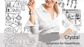  Presentation with marker - Audience pleasing slide deck consisting of idea concept business woman writing backdrop and a light gray colored foreground