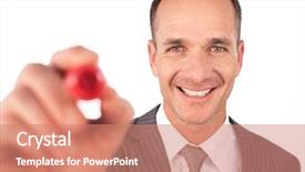  Presentation with writing pen - Cool new PPT theme with writing something with a red backdrop and a coral colored foreground