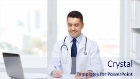  Presentation with medical technology - Slide set having writing table - medicine profession technology and people background and a  colored foreground